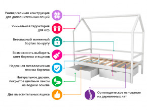 Кровать-домик Svogen с фото с ящиками и бортиком белый/зверята в Новотроицке - novotroick.magazinmebel.ru | фото - изображение 2